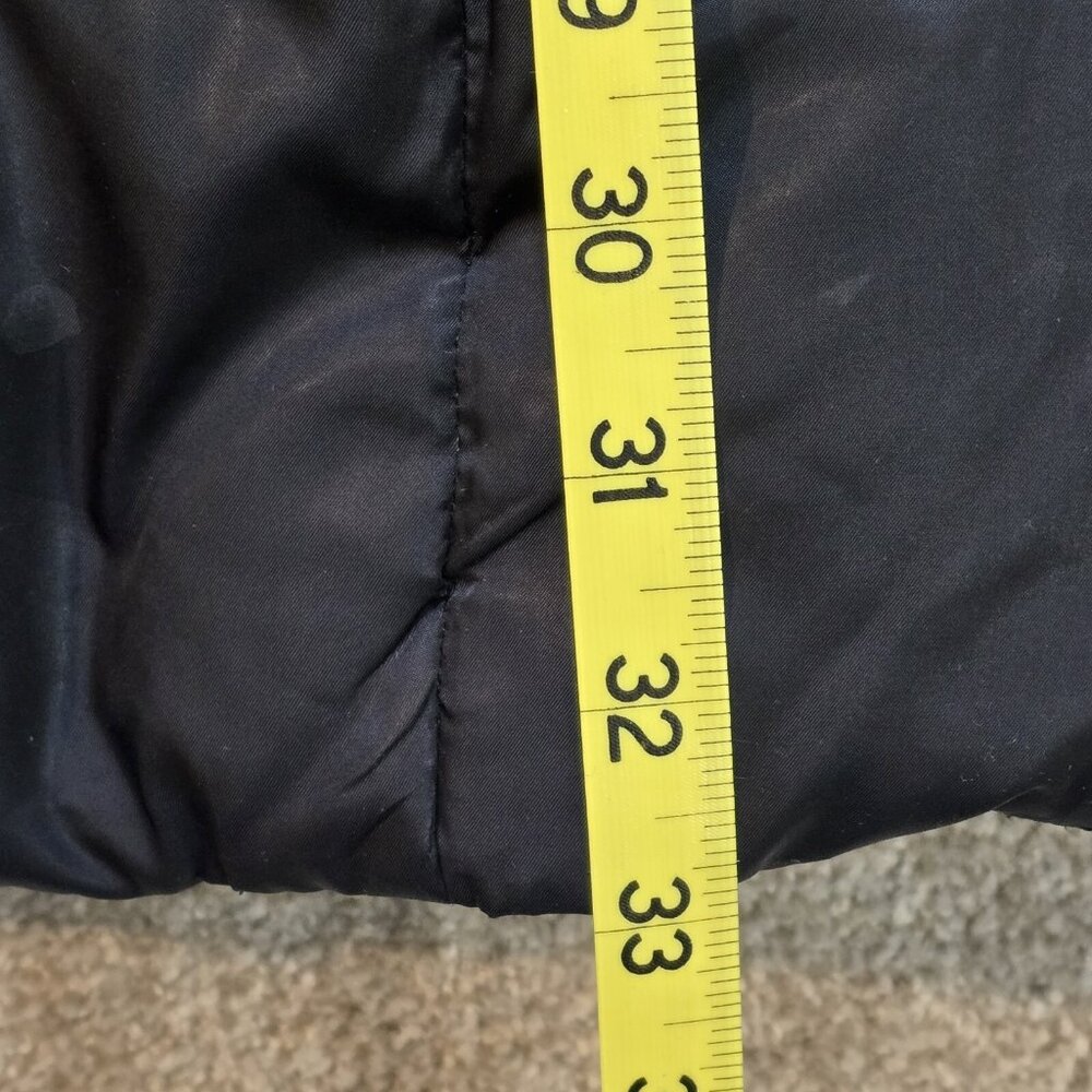 Kenneth Cole Reaction Down Hooded Puffer Coat Full Zip Chevron Black Quilted XS - Picture 3 of 16